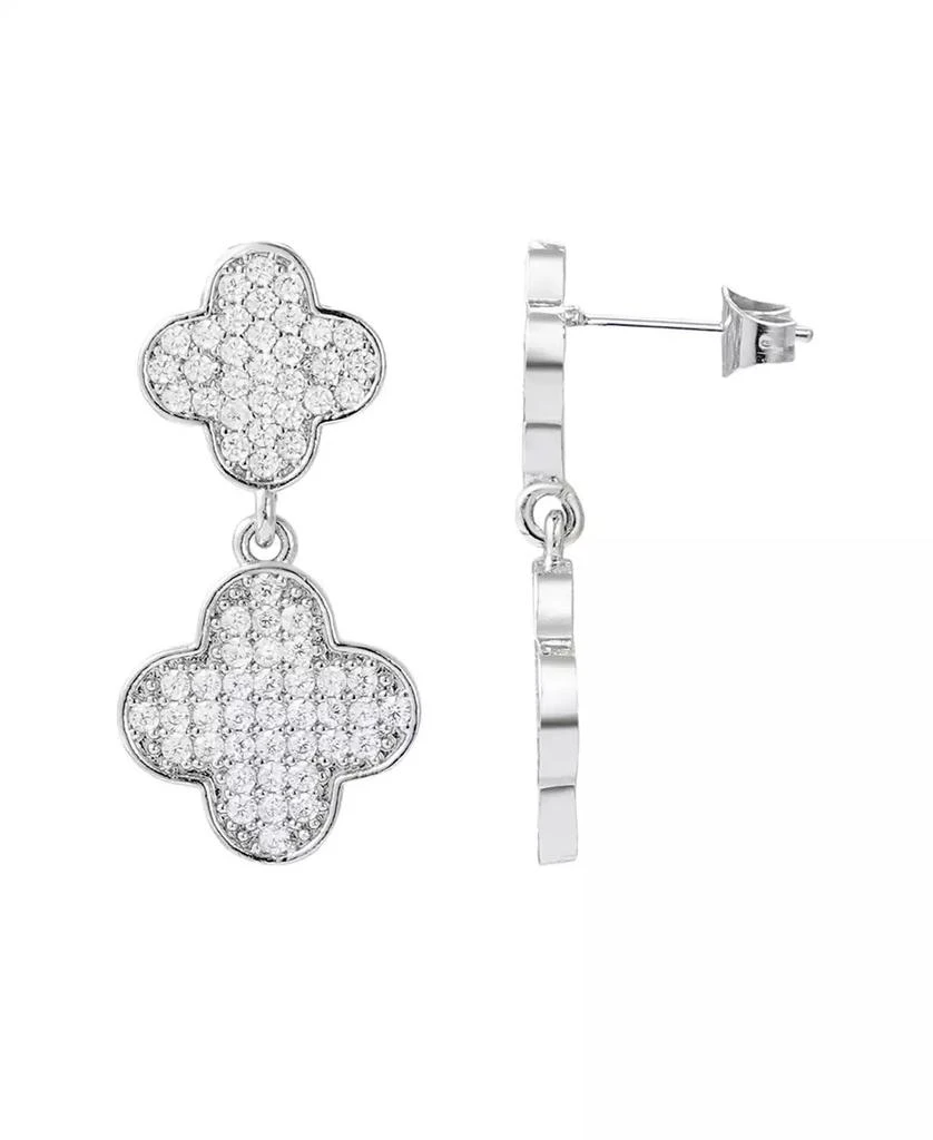 ADORNIA Silver CZ Clover Drop Earrings