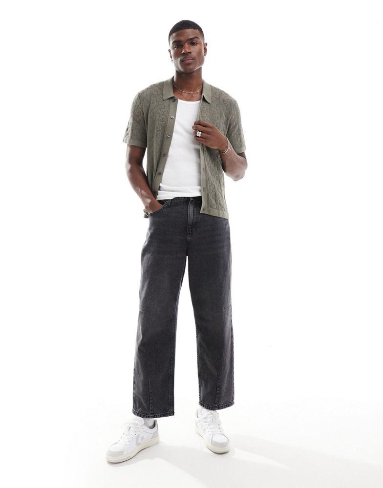 Abercrombie & Fitch Abercrombie & Fitch buttonthrough bird flower embroid knit polo in mid green