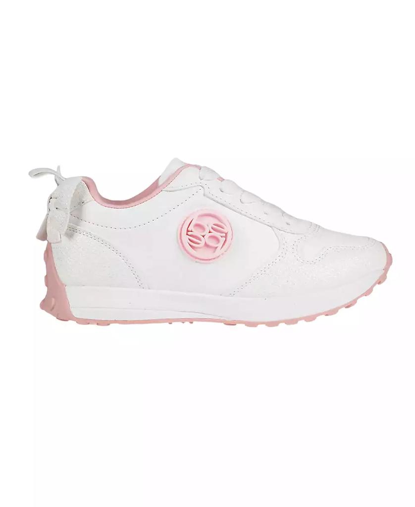 Bebe Little Girls with Bebe Medallion and Double Layer Bow at Back Jogger Sneakers