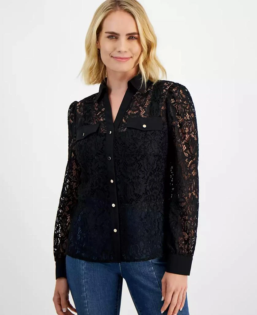 INC International Petite Lace Top, Created for Macy's 1