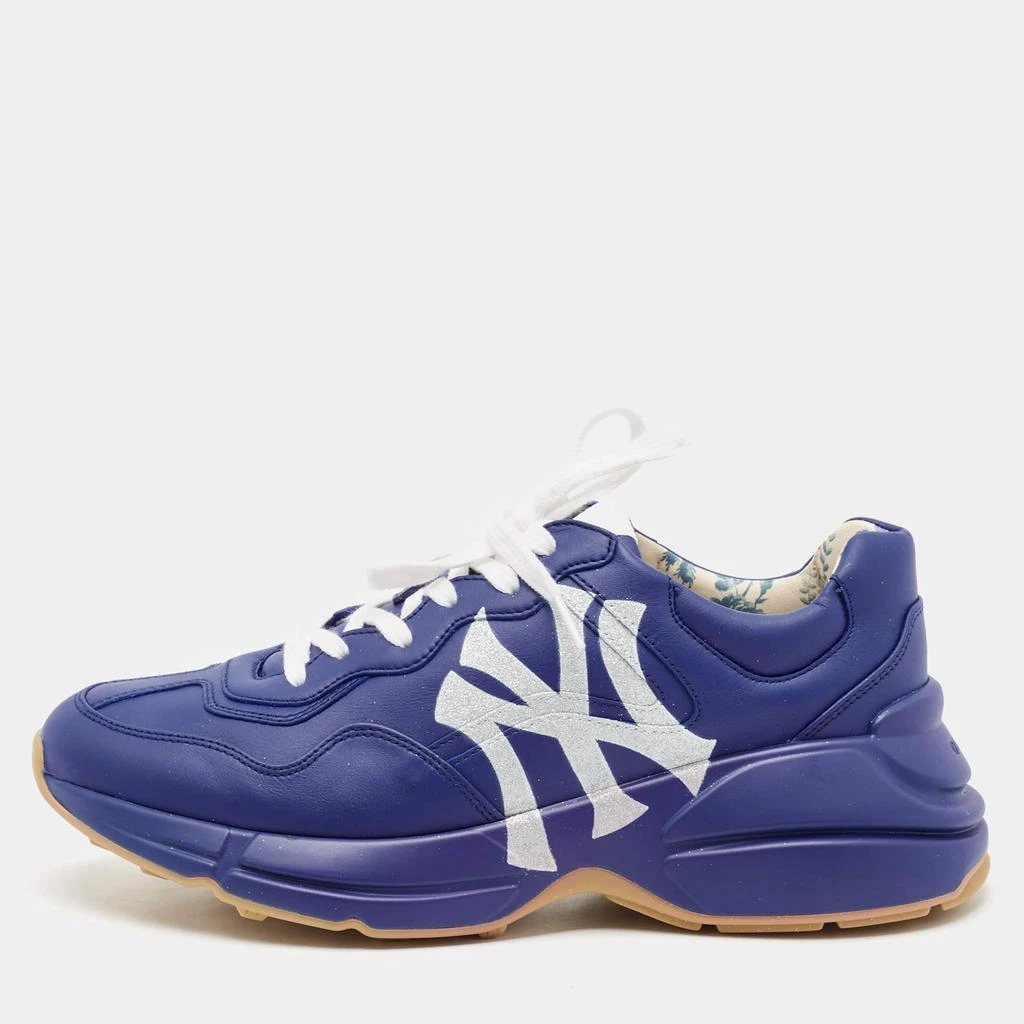 Gucci Gucci Blue Leather NY Yankees Rhyton Sneakers Size 41.5 1