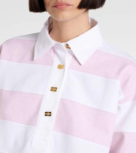 Ganni Striped cotton jersey polo sweater 4