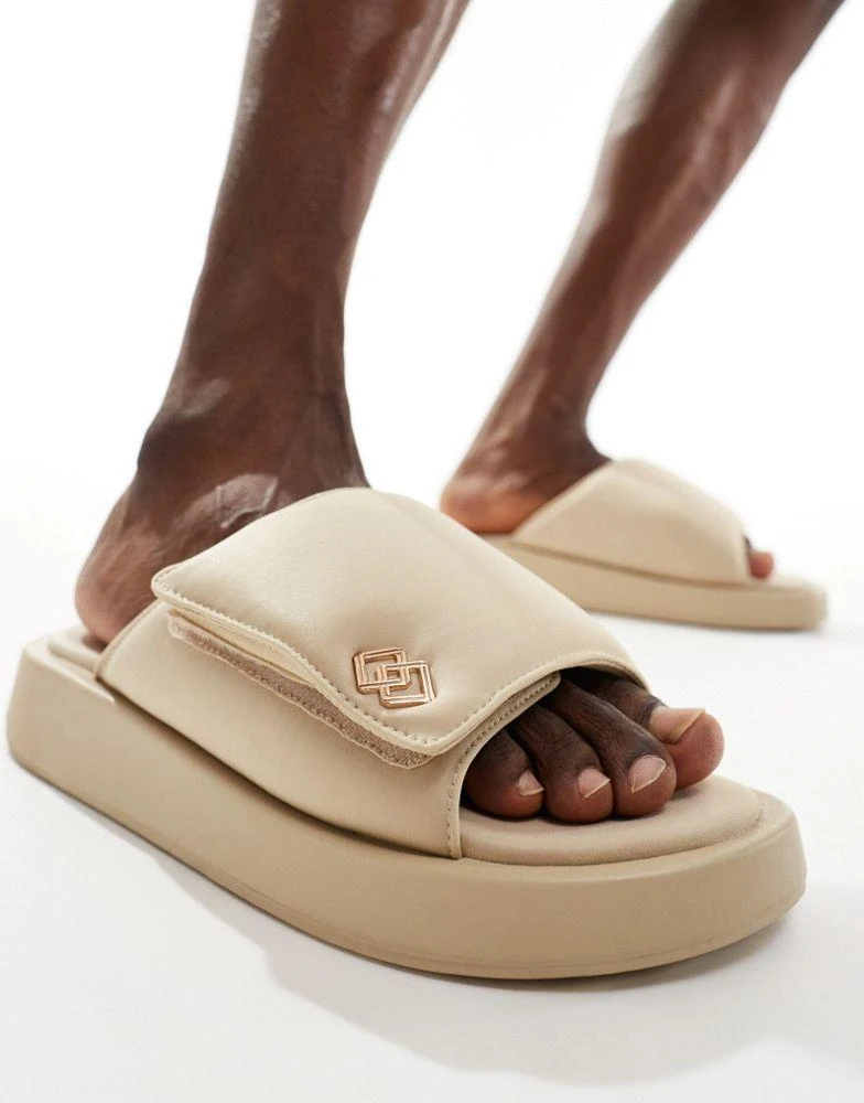 ASOS ASOS DESIGN slider sandals in stone with chunky sole 4