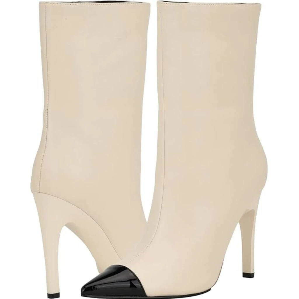 Nine West Winner Boots Womens Ivory Leather Stiletto Heel Ankle Bootie LION673 3