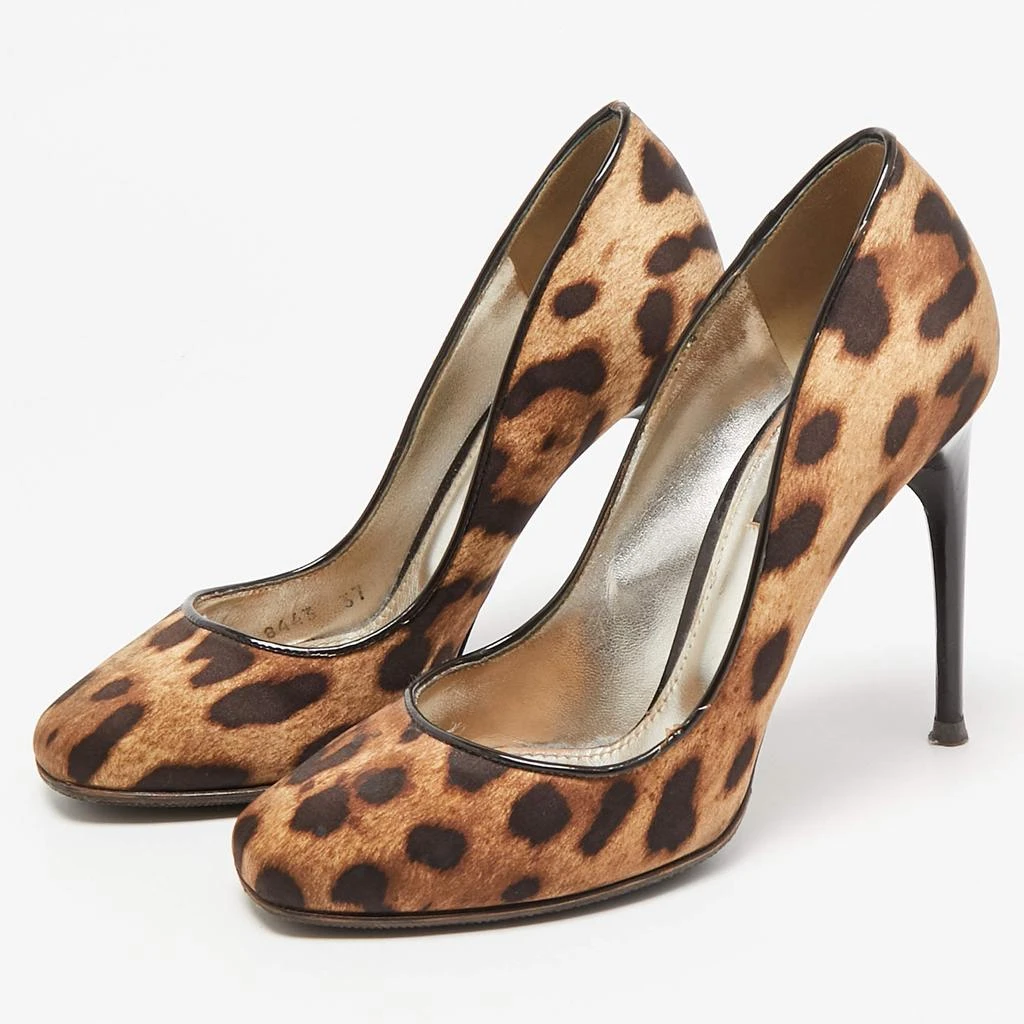 Dolce & Gabbana Dolce & Gabbana Brown/Beige Leopard Print Round Toe  Pumps Size 37 2