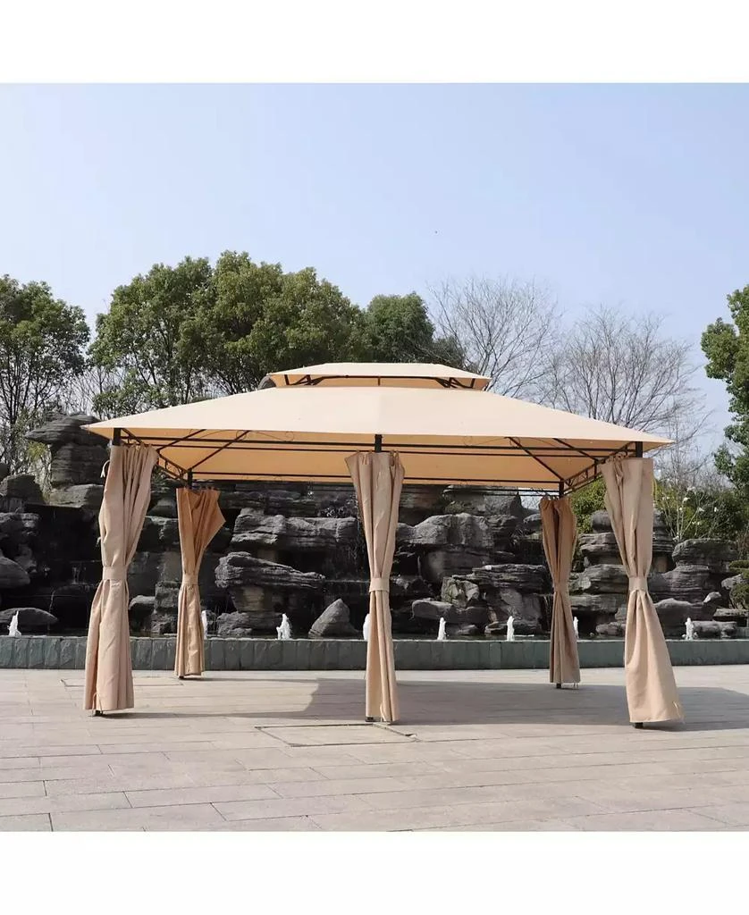 Streamdale Furniture 13x10 Outdoor Gazebo Canopy Tent w/ Mosquito Net - Khaki Top 4