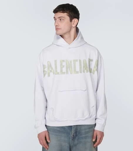Balenciaga Tape Type Ripped cotton fleece hoodie 3