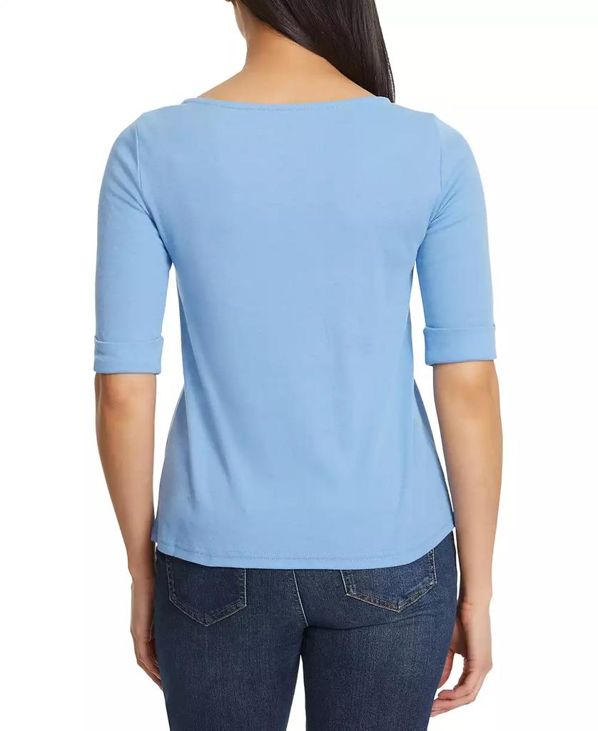 Gloria Vanderbilt Women's Alanis Cotton-Blend 3/4-Sleeve T-Shirt