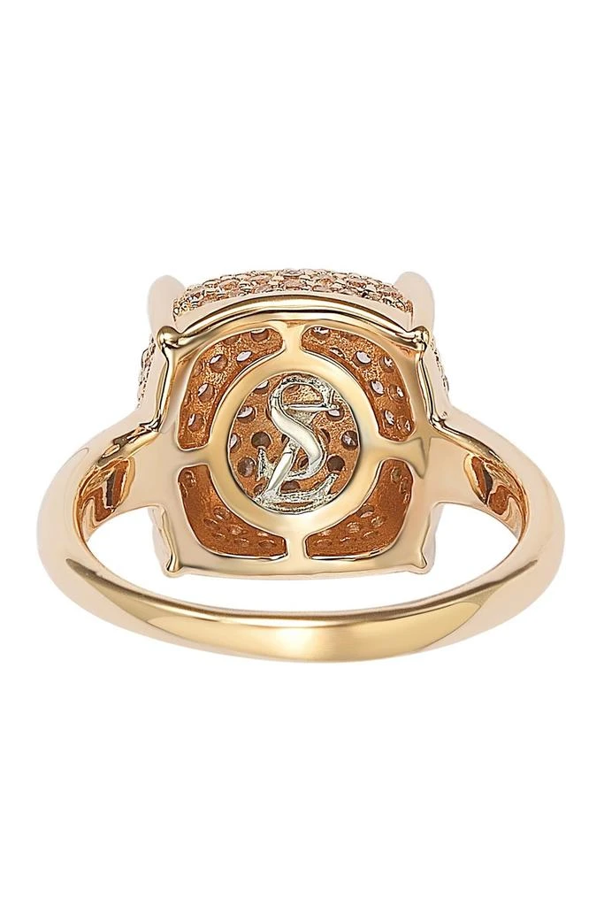 Suzy Levian Rose-Tone Sterling Silver Prong Set Cushion Shape Pave CZ Ring 2