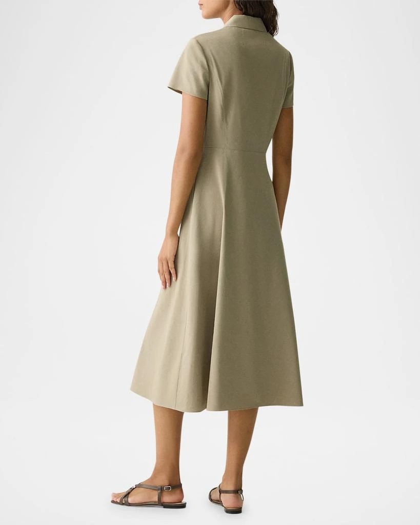 Theory Good Linen Short-Sleeve Button-Front Midi Shirt Dress 3