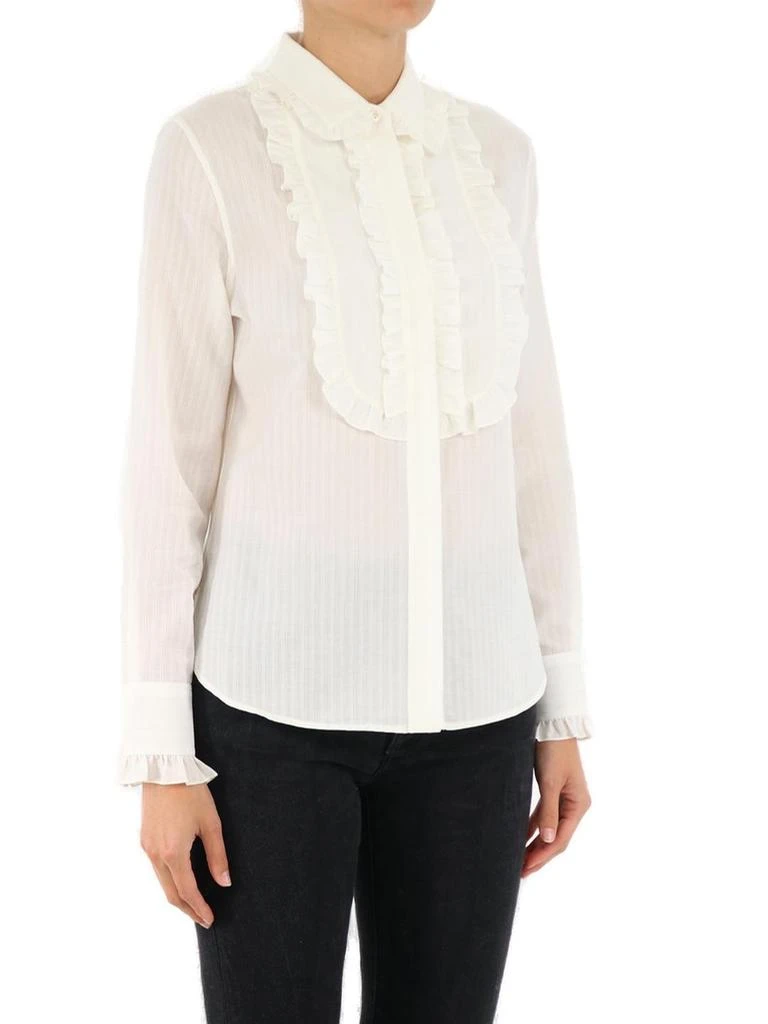 Yves Saint Laurent Saint Laurent Striped Ruffled Bib Shirt 7