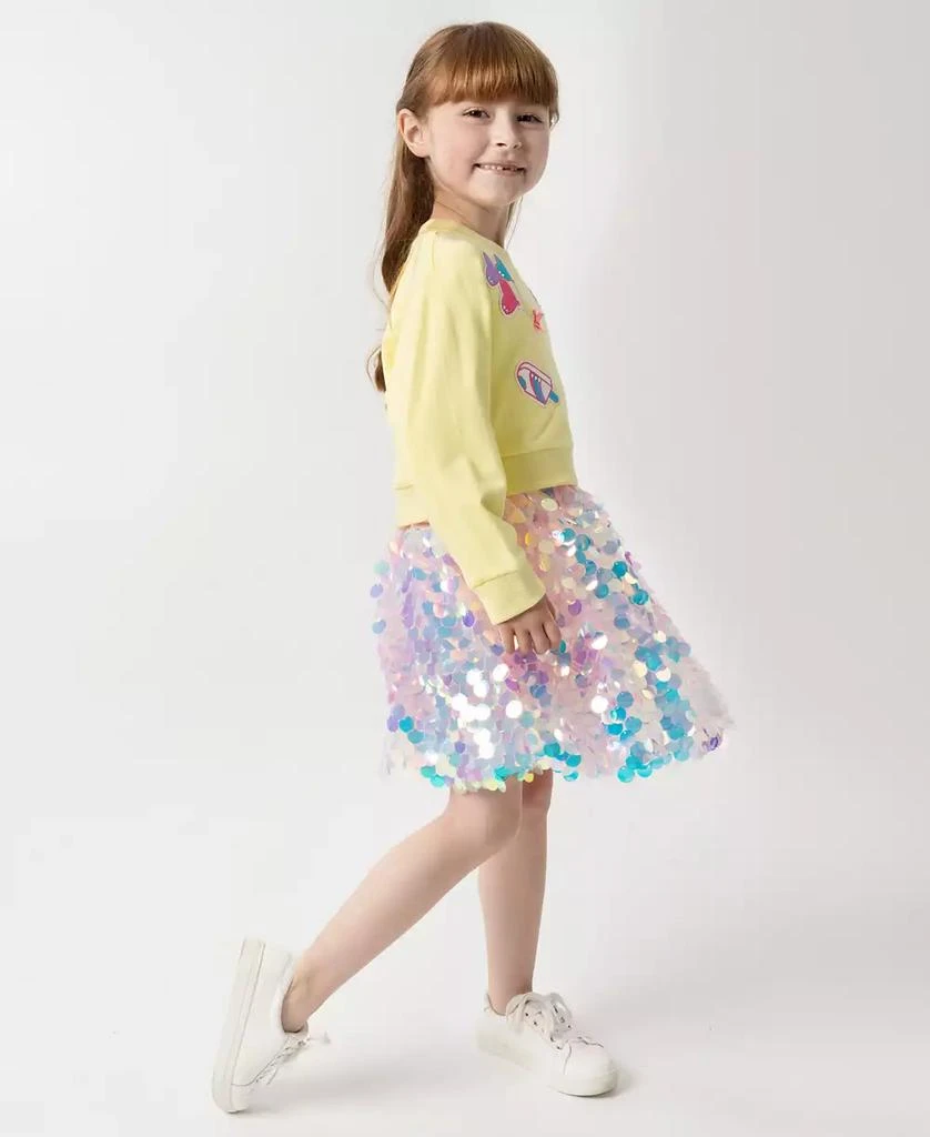 Sparkle & Shine Little Girls Sequin Bubble Skirt with Sweatshirt, 2-Piece Set 1