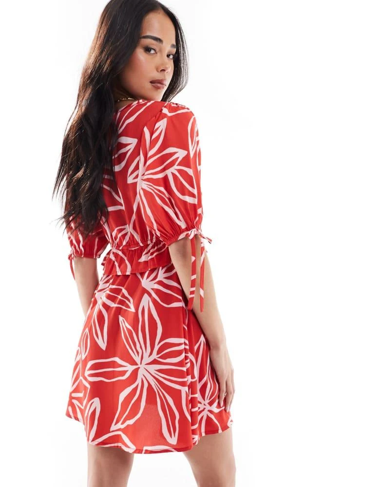 Wednesday's Girl Wednesday's Girl bold bloom mini smock dress in red 3