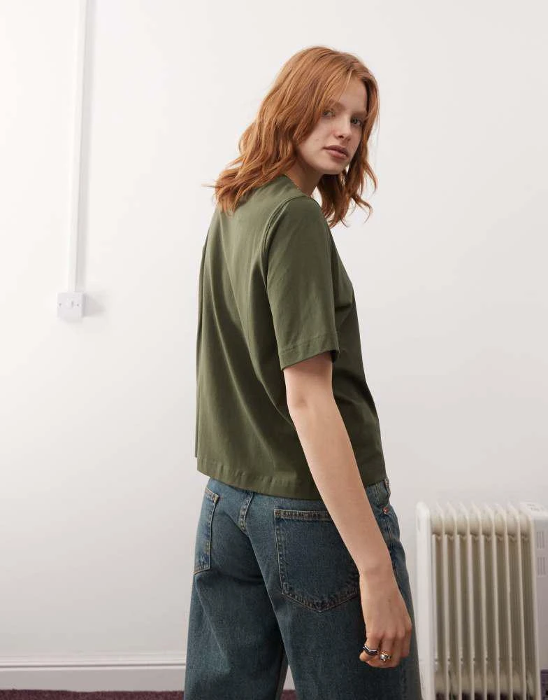 Weekday Weekday Perfect boxy fit t-shirt in khaki 3