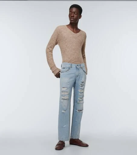 Dolce 
Gabbana Distressed mid-rise straight jeans 2