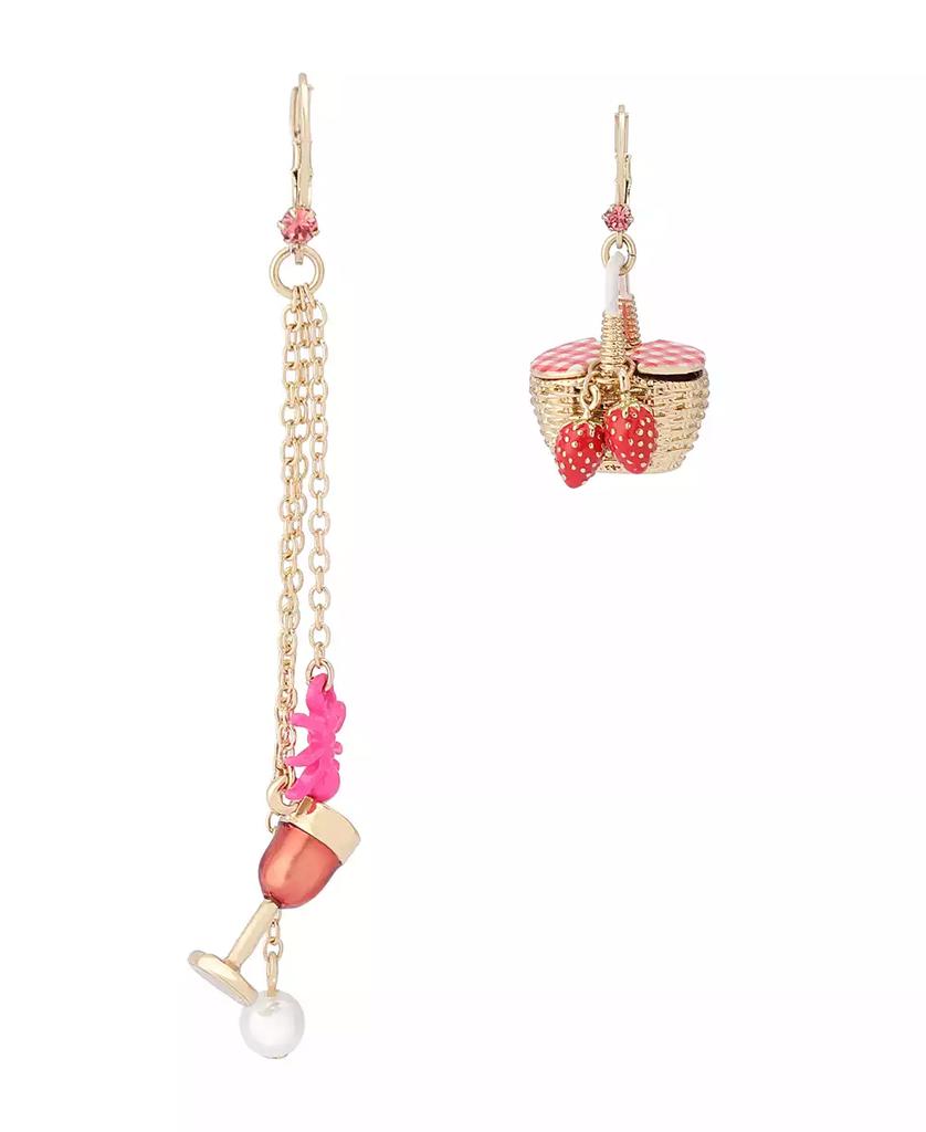 Betsey Johnson Faux Stone Backyard Picnic Basket Mismatch Earrings