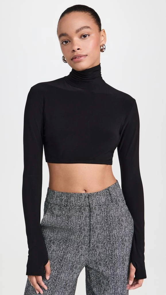 Norma Kamali Cropped Slim Fit Long Sleeve Turtleneck Top 6