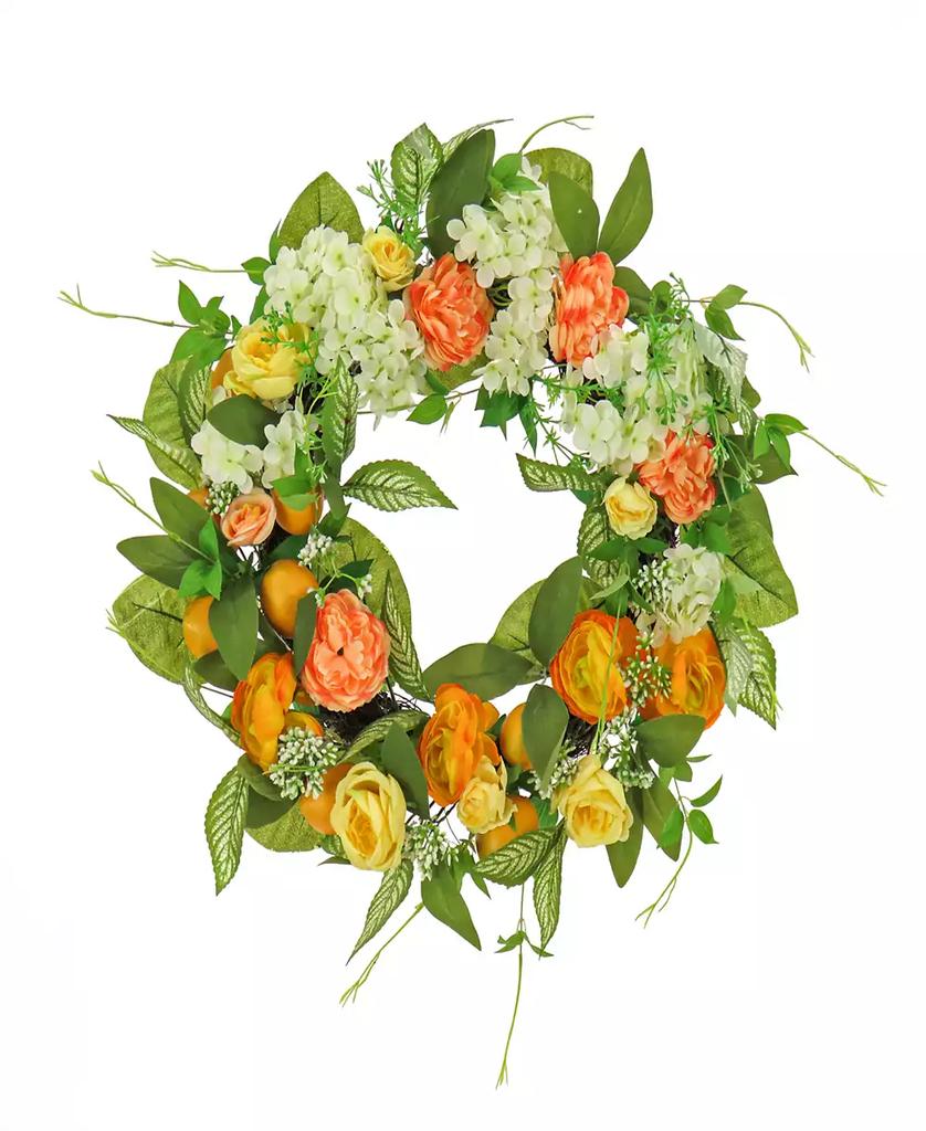 National Tree Company 24 Lemons, Hydrangeas and Buttercups Wreath