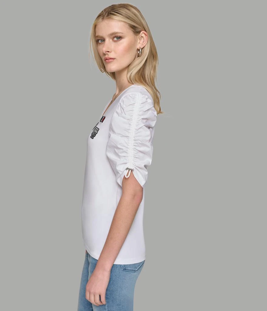 Karl Lagerfeld Paris RUCHED SHORT SLEEVE TOP WITH PINS 2