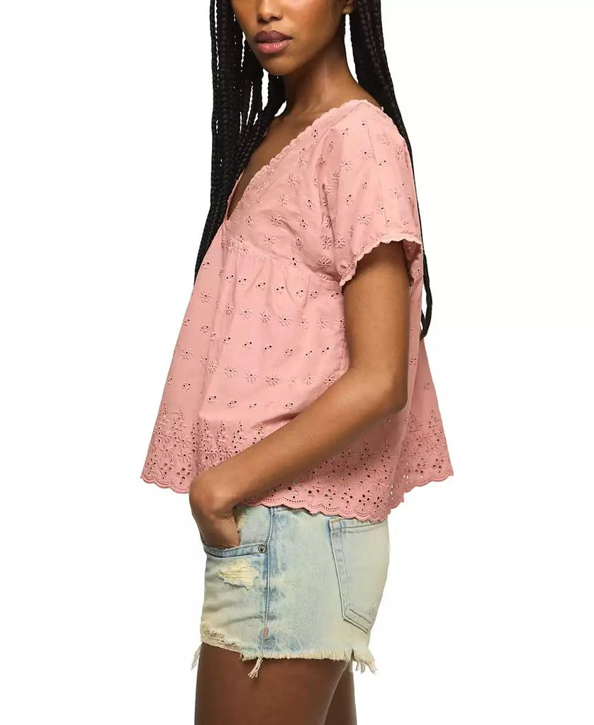 Lucky Brand Women
s Eyelet Babydoll V-Neck Top 3