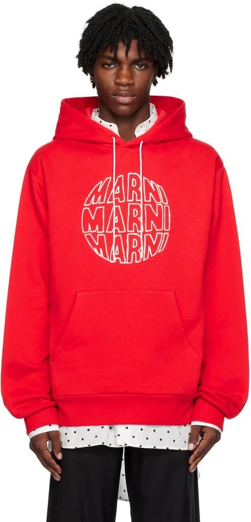 Marni Red Printed Hoodie 1