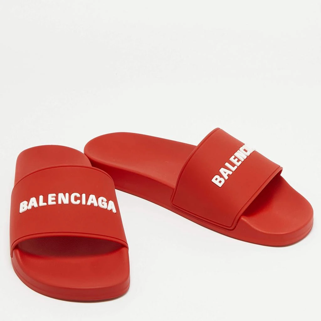 Balenciaga Balenciaga Red Rubber Logo Pool Slides Size 42 4
