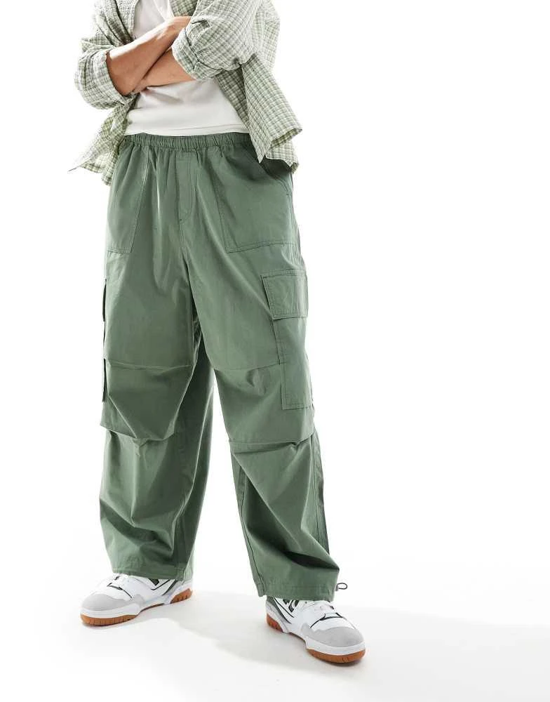 ASOS ASOS DESIGN parachute cargo trouser in green 3