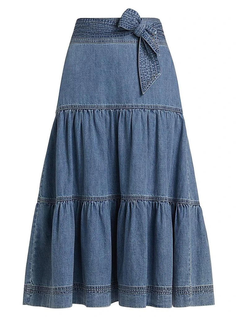 VERONICA BEARD Armida Cotton Tiered A-Line Midi-Skirt 1