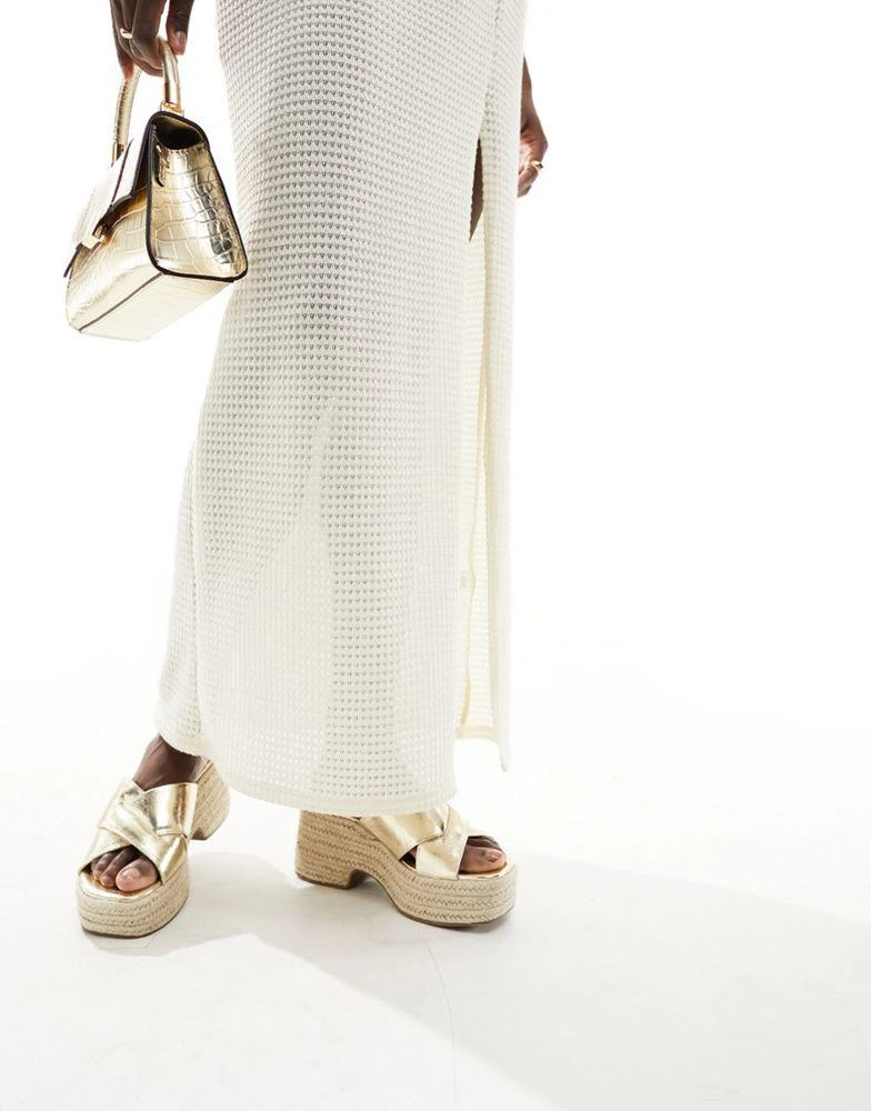 ASOS ASOS DESIGN Toy cross strap wedges in gold 4