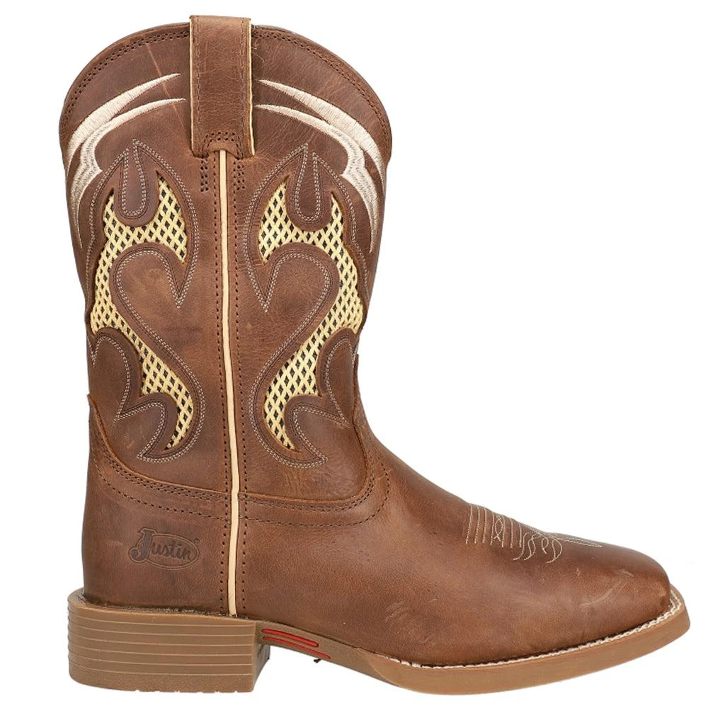 Justin Boots Octane Mesh Inlay Square Toe Cowboy Boots 1