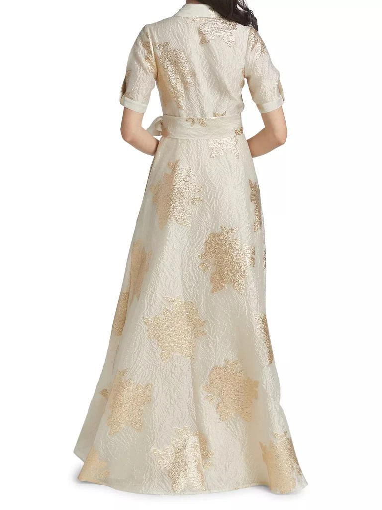 Teri Jon Brocade Organza Tie Waist Gown 5