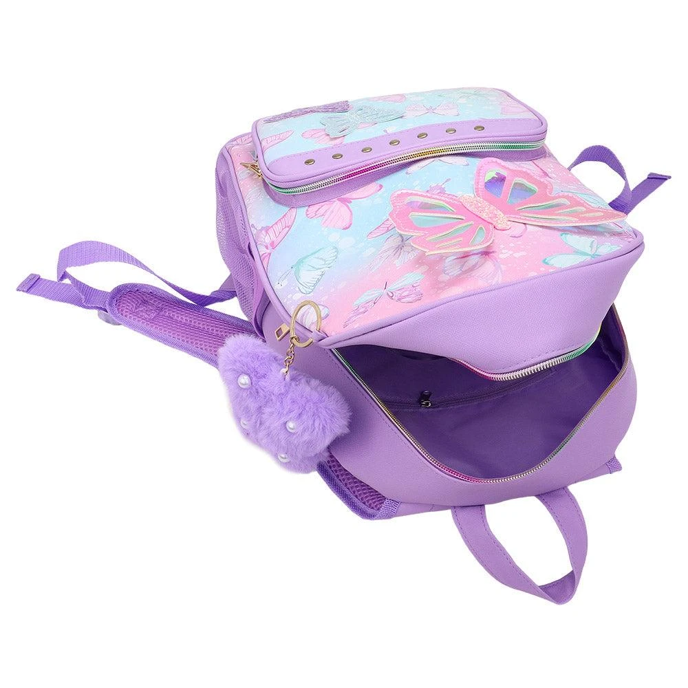 FASHNZFAB HOT FOCUS - Butterfly Patch Decorative Deluxe Backpack with a Pom Pom Keychain 4