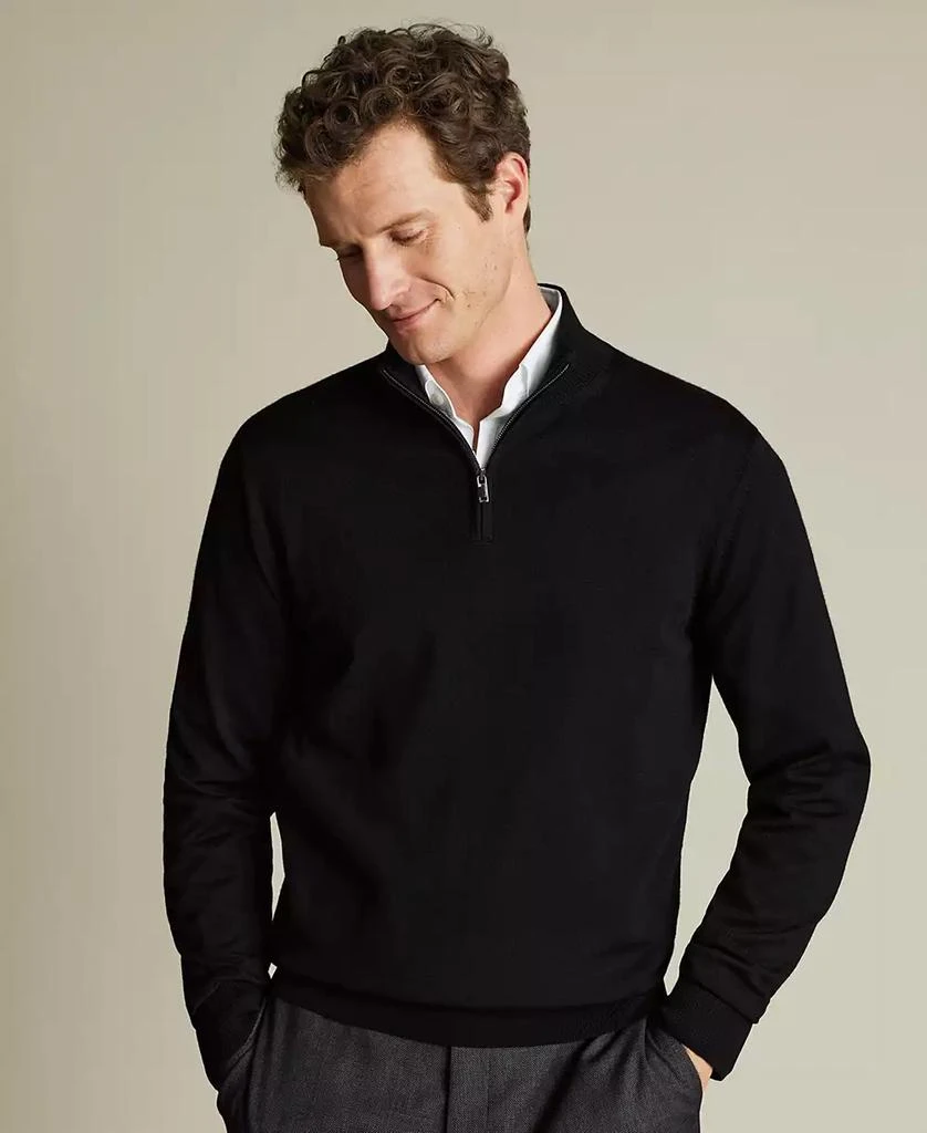 Charles Tyrwhitt Men's Long Sleeve Quarter-Zip Merino Wool Sweater 19
