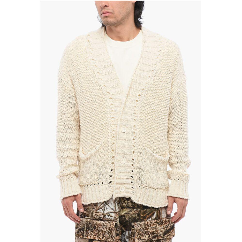 ROBERTO COLLINA Roberto Collina V-Neck Perforated Cotton Men's Cardigan