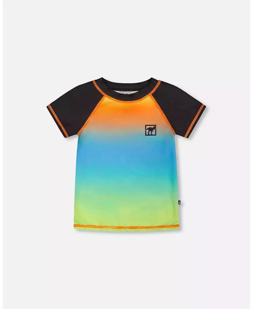 Deux par Deux Boy Short Sleeve Rashguard Orange Blue and Green Gradient - Toddler|Child