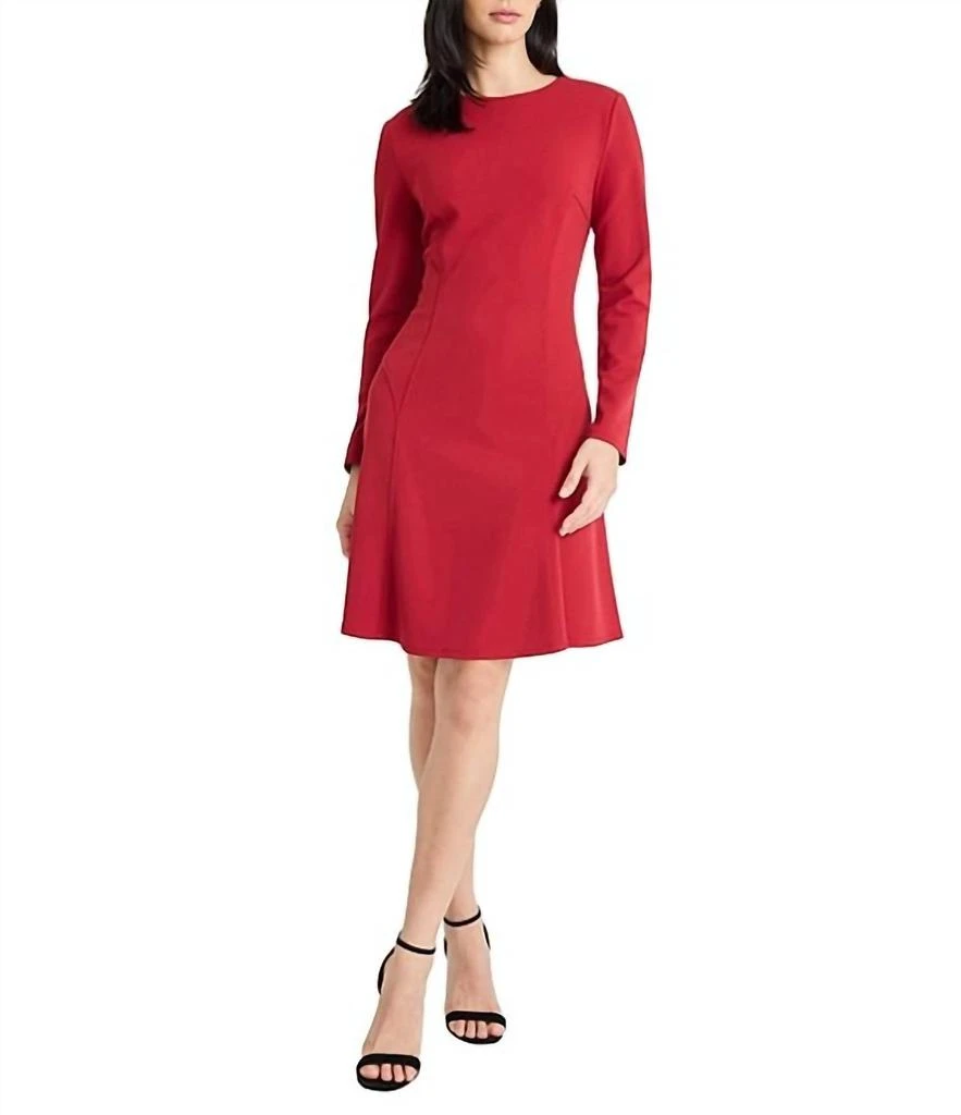 how do maggy london dresses fit Elea Long Sleeve Midi Dress with Belt main image 0