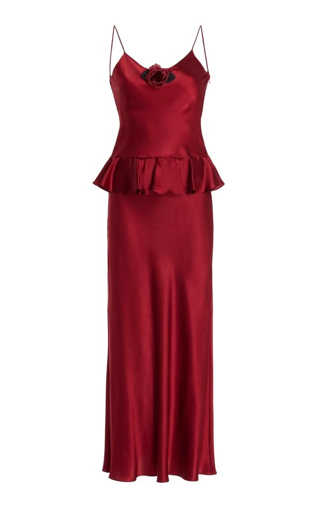 Rodarte Rodarte - Floral-Detailed Silk-Satin Slip Dress - Red - US 0 - Moda Operandi 1
