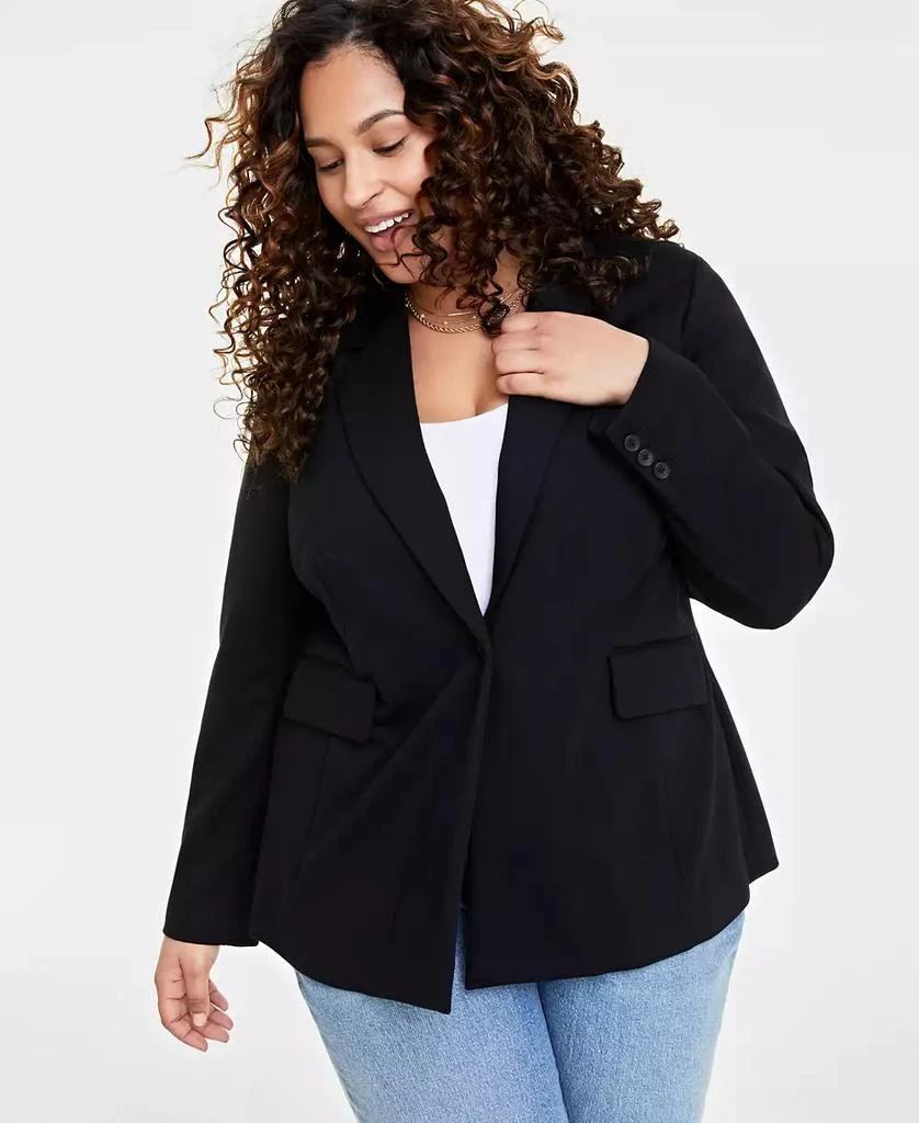 On 34th Trendy Plus Size Longline Ponté-Knit Blazer, Created for Macy's 3