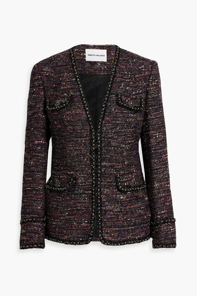 REBECCA VALLANCE Monet frayed metallic tweed jacket 1