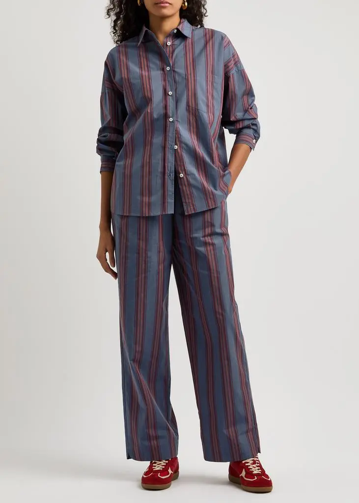LMND LEMONADE Chiara striped cotton-poplin shirt 4