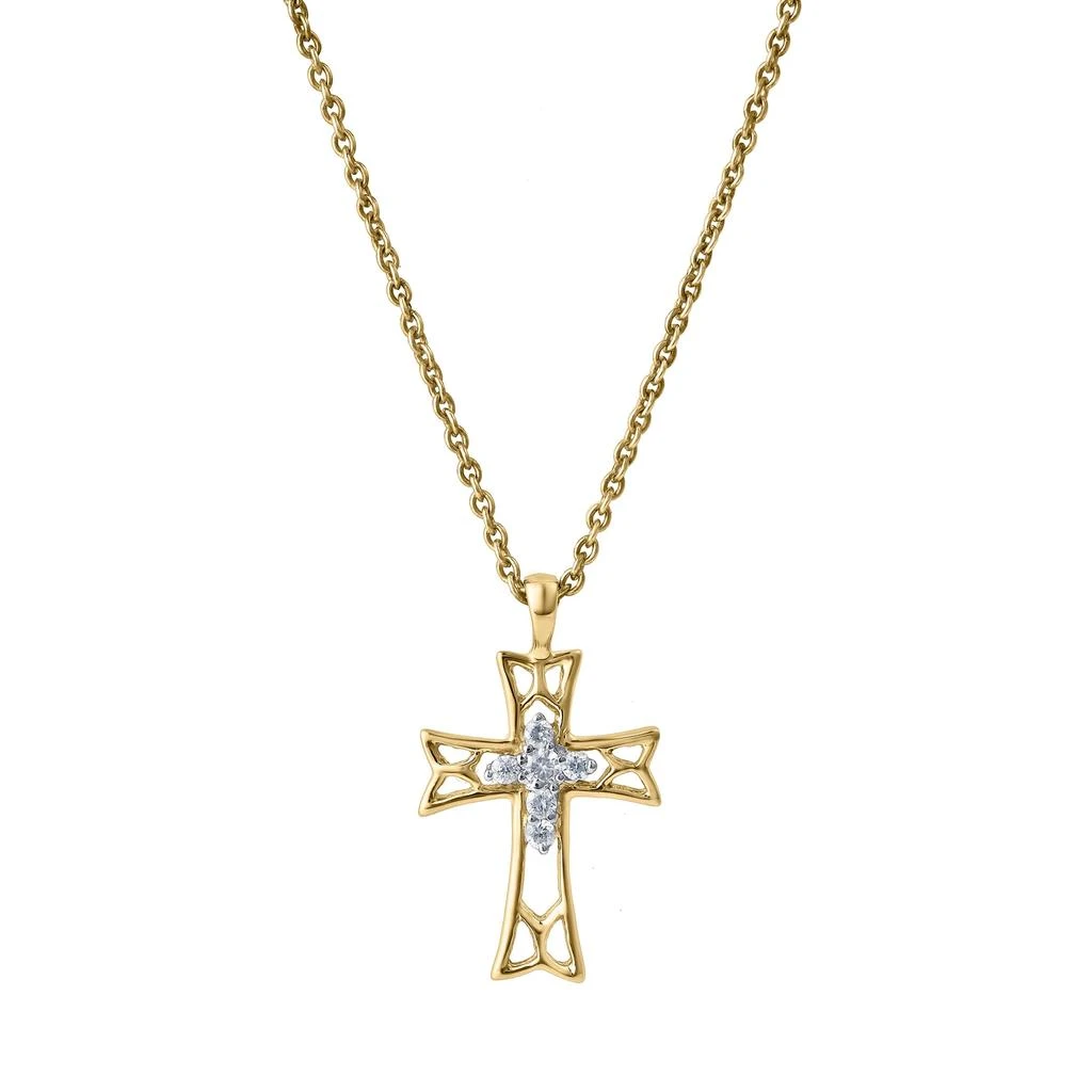 LuvMyJewelry Tranquila 10K Gold Diamond Cross Pendant - 0.05 CT 4
