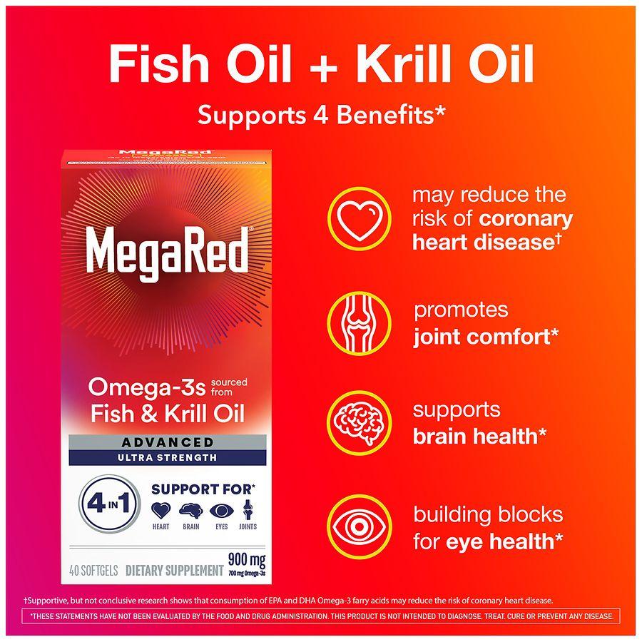 MegaRed Advanced 4 in1 500mg Omega-3 Fish + Krill Oil Supplement Softgel