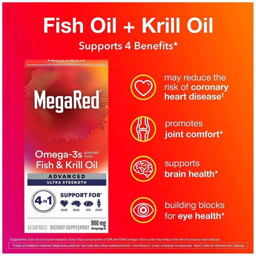 MegaRed Advanced 4 in1 500mg Omega-3 Fish + Krill Oil Supplement Softgel 2