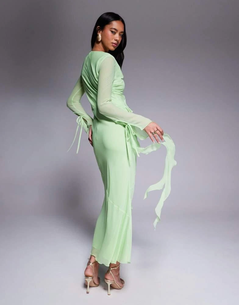 Daska Daska chiffon ruffle maxi dress in pistachio 2