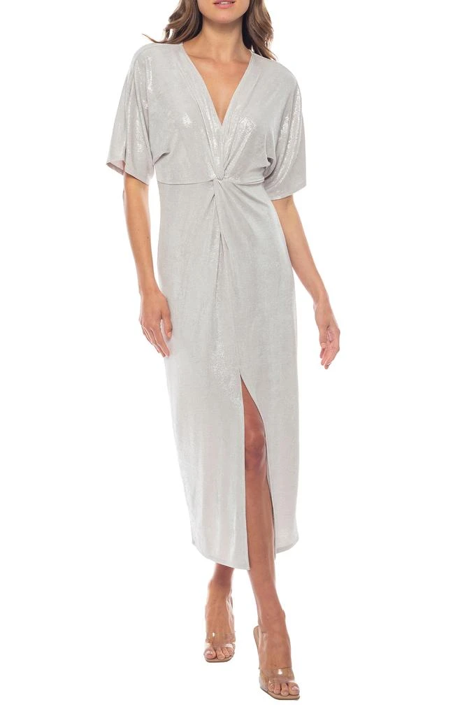 MARINA Foil Rib Knot Cocktail Dress 1
