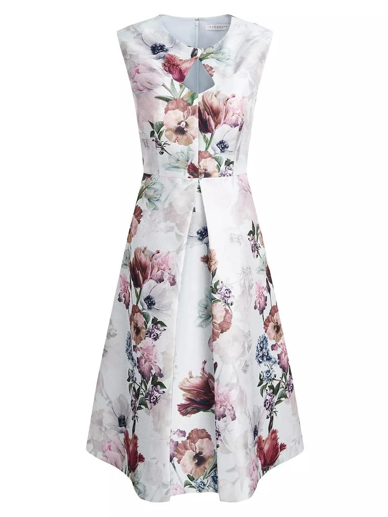 Kay Unger Rue Floral Metallic Organza A-Line Midi-Dress 1