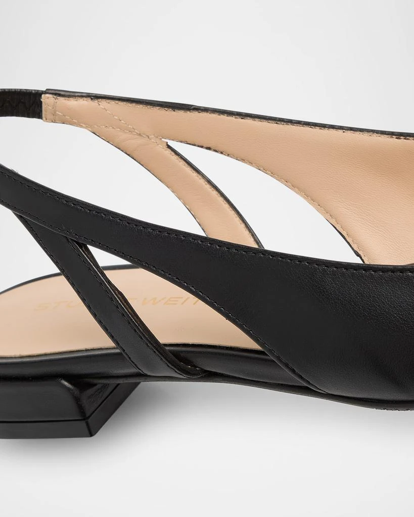 Stuart Weitzman Sleek Leather Slingback Ballerina Flats 5