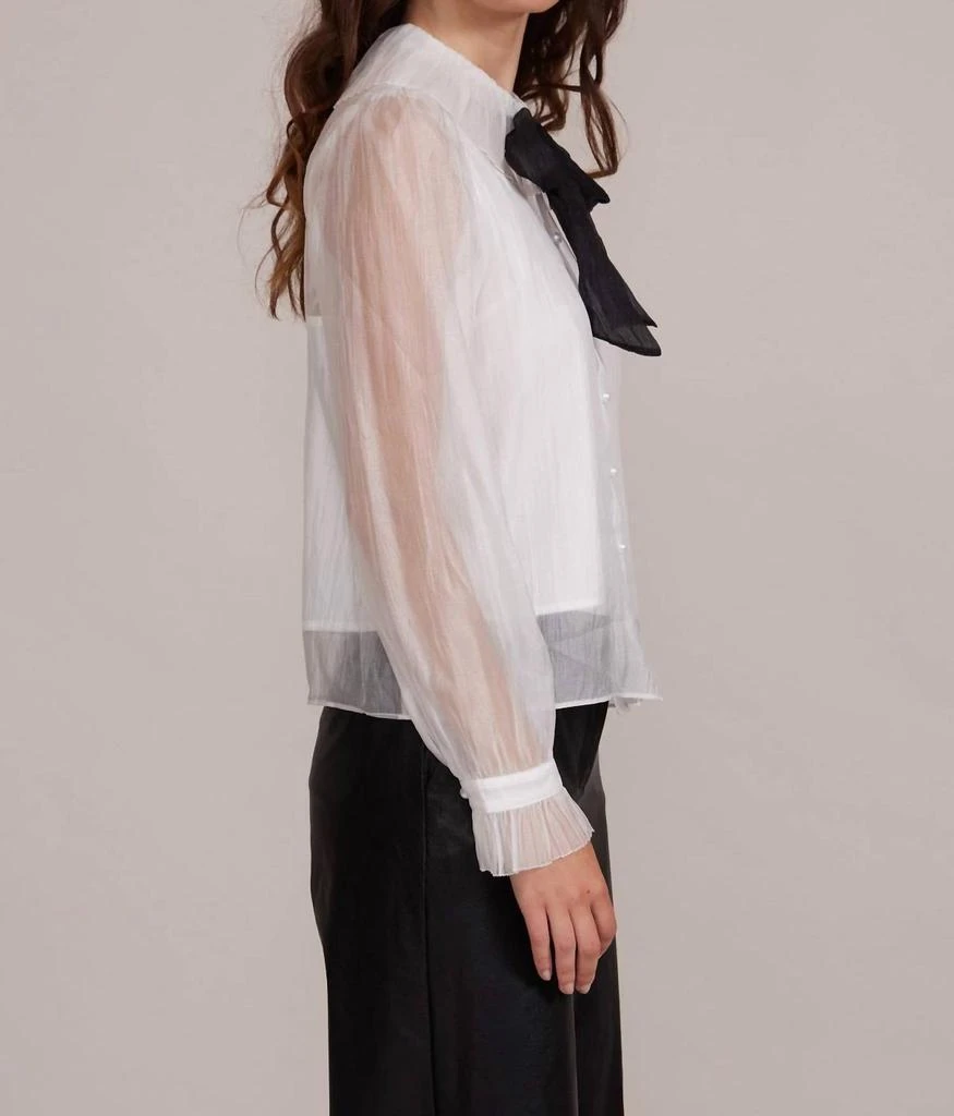 Lucy Paris Garance Sheer Crinkle Peasant Top In White 2