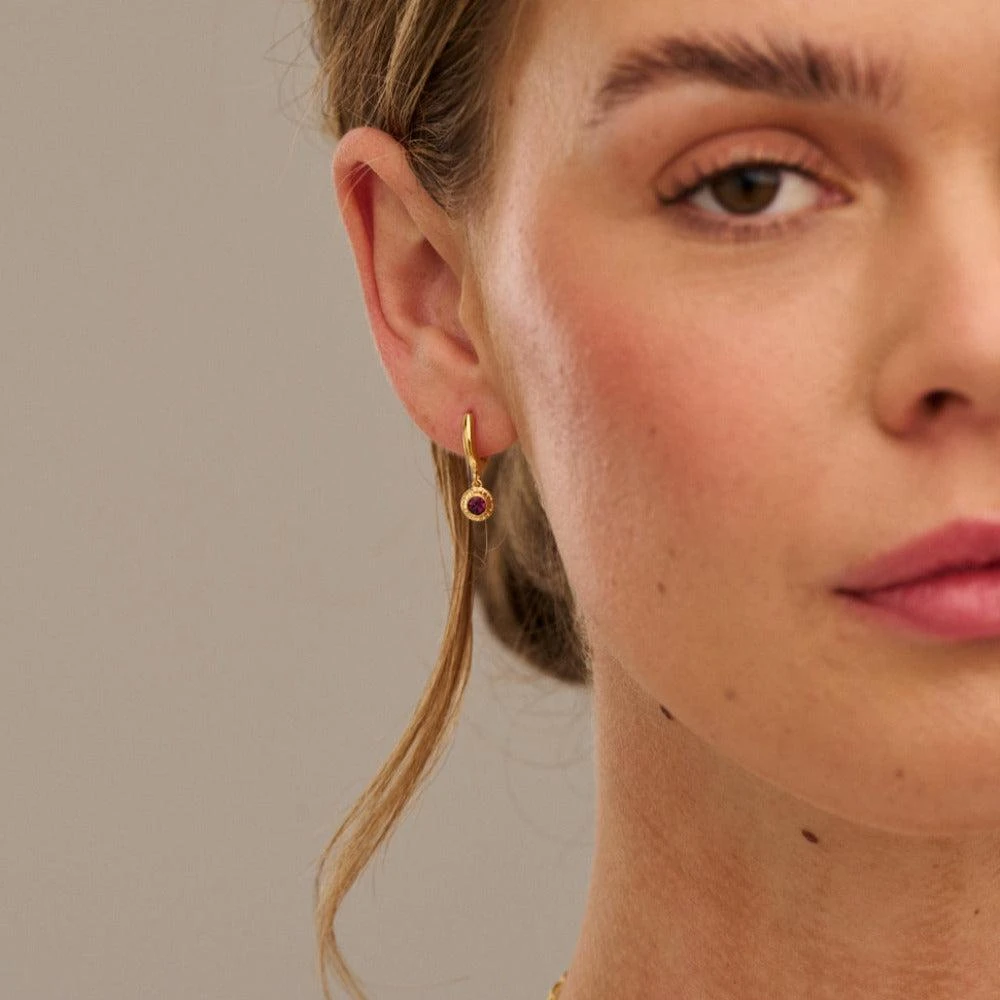 Orelia London February Birthstone Huggie Hoop Earrings Made With Swarovski Crystals 3