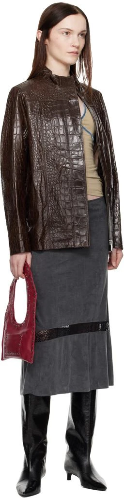 Saks Potts Brown Baba Leather Jacket 4